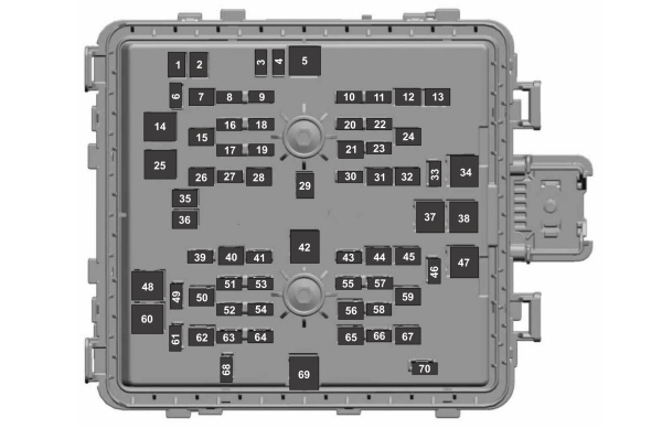 Ford F-250, F-350, F-450, F-550 (2020-2022) - skrzynka bezpieczników i przekaźników