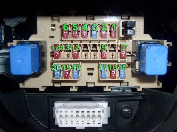 Nissan Tiida - skrzynka bezpieczników i przekaźników