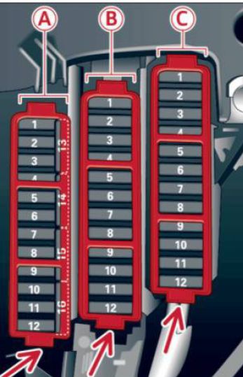 Audi A4 i S4 (B8, 8K) (2008-2009) - skrzynka bezpieczników i przekaźników