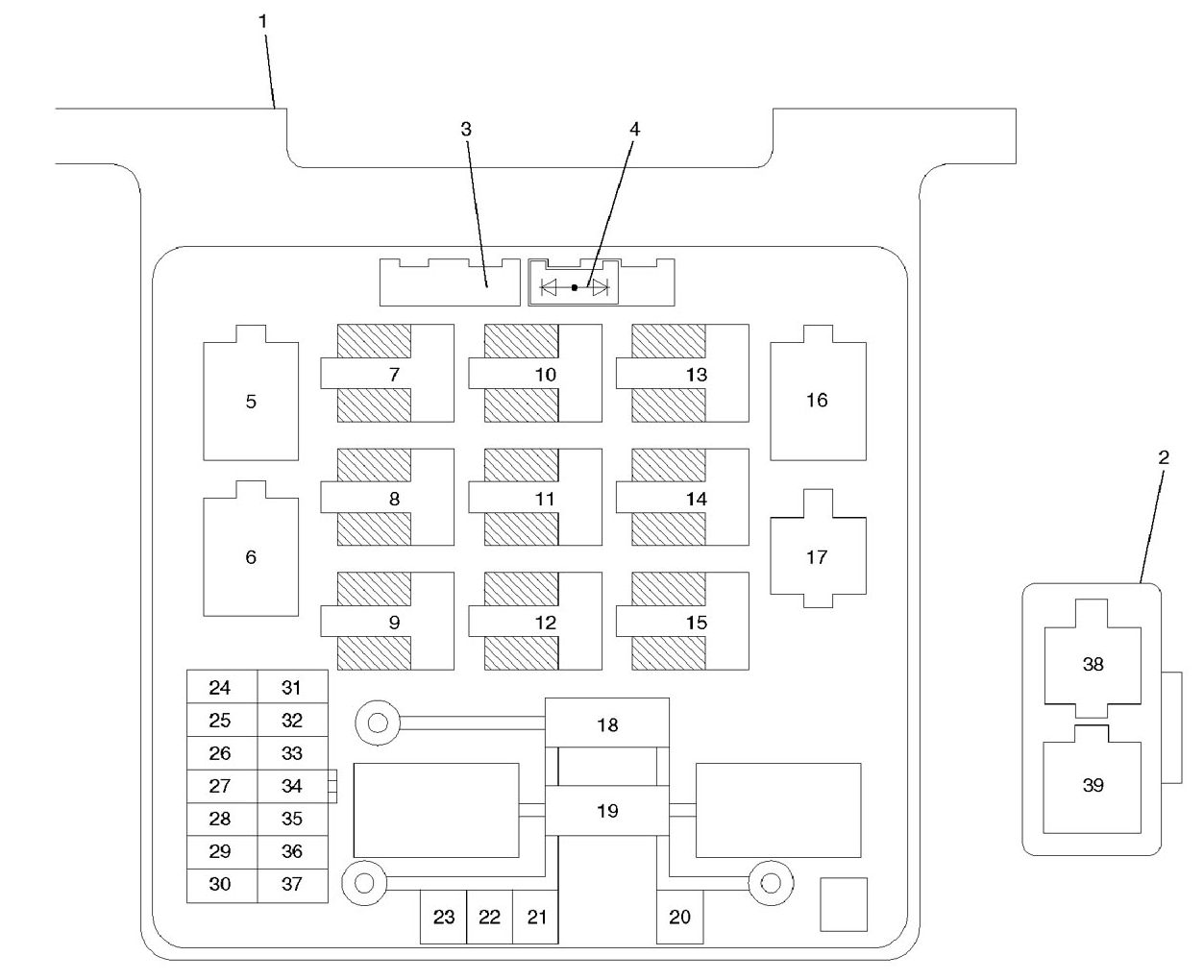 Isuzu Axiom (2002-2004) - skrzynka bezpieczników i przekaźników