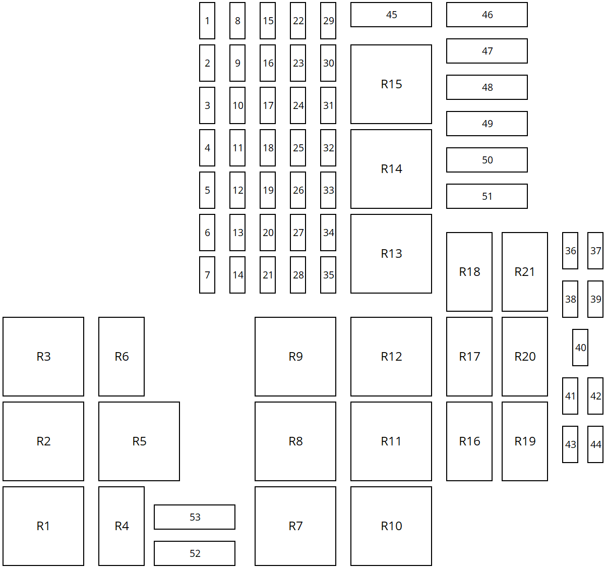 Chevrolet Montana i Tornado (2003-2010) - skrzynka bezpieczników i przekaźników