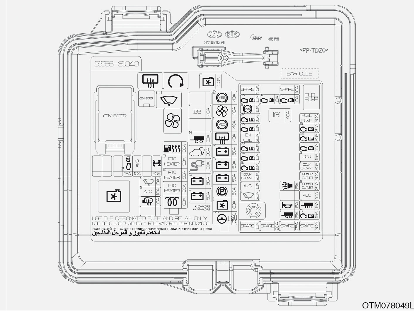 Hyundai Santa Fe (2019-2020) - skrzynka bezpieczników i przekaźników