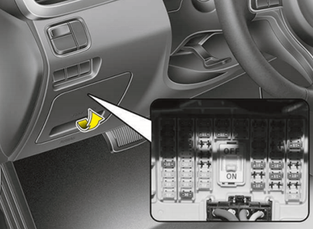 Kia Optima JF (2016-2017) - skrzynka bezpieczników i przekaźników