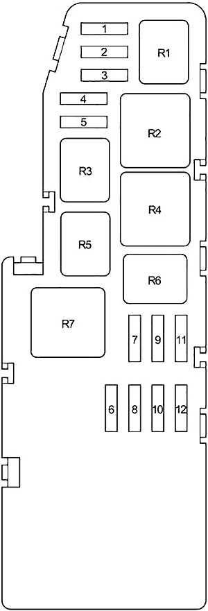 Toyota Tundra Double Cab (2004-2006) - skrzynka bezpieczników i przekaźników