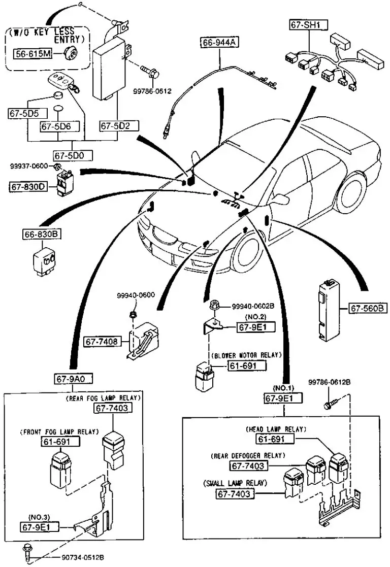 Mazda Xedos 6 (1991-1999) - skrzynka bezpieczników i przekaźników